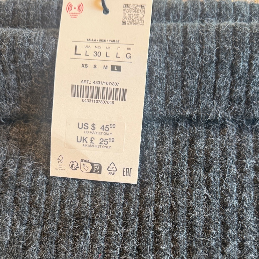 Zara Gray Ribbed Knit Top - Picture 2 of 5